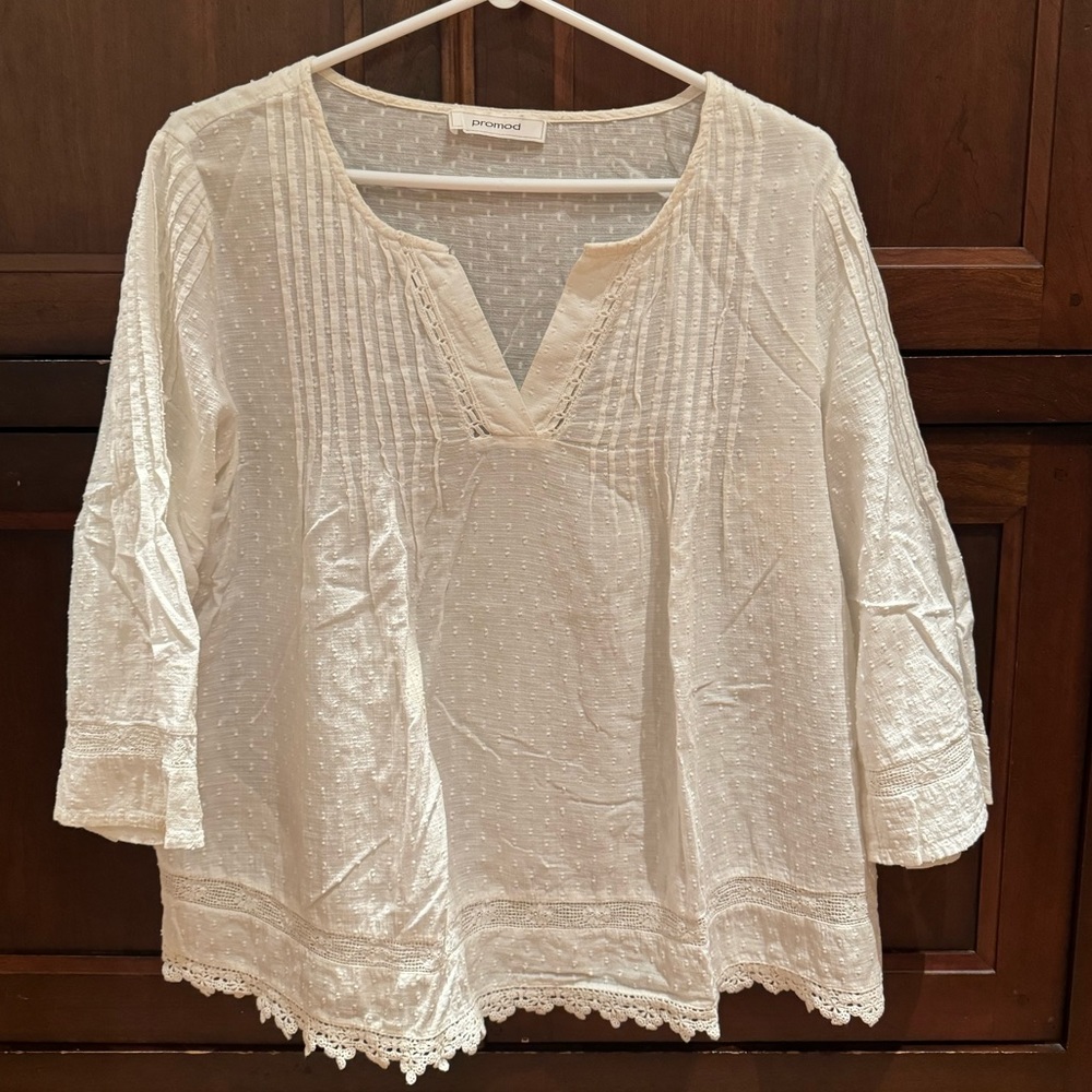 Promod White oversized Top with Details